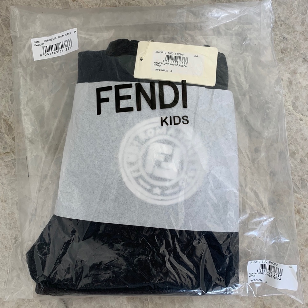 Fendi Kids FF logo patch track pants: UNISEX - Picture 3 of 12